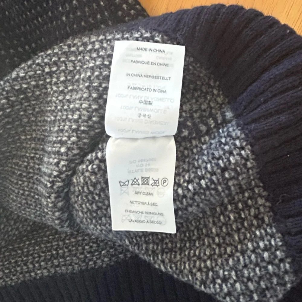J. Crew Men's Sweater Quarter Zip Crewneck Blue Lambs Wool Preppy‎ Warm Large